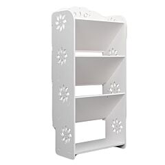 Wood-plastic Board Four Tiers Bevel Carved Shoe Rack White Rt - White