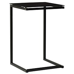 Side Table Black 15.7"x15.7"x23.6" Tempered Glass - Black