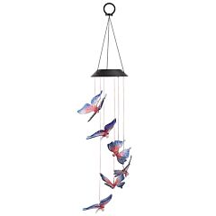 Solar Led Butterfly Wind Chimes Color Changing Led Butterfly String Light Patio Garden Decor - Blue & Red