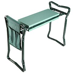 Foldable Garden Kneeler Seat With Kneeling Soft Cushion Pad Tools Pouch Portable Gardener - Green