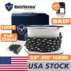 Holzfforma® 100ft Roll 3/8' .050'' Full Chisel Skip Saw Chain With 40 Sets Matched Connecting Links And 25 Boxes - 100ft