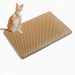 Cat Litter Mat, Kitty Litter Trapping Mat, Double Layer Mats With Mili Shape Scratching Design, Urine Waterproof, Easy Clean, Scatter Control 21" X 14" Yellow - Yellow