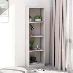 4-tier Book Cabinet Concrete Gray 15.7"x9.4"x55.9" Chipboard - Grey