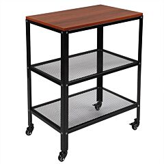 3-tier Kitchen Microwave Cart, Rolling Kitchen Utility Cart, Standing Bakers Rack Storage Cart With Metal Frame For Living Room Brown - Brown