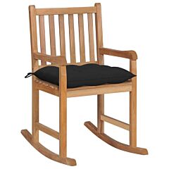 Rocking Chair With Black Cushion Solid Teak Wood - Black