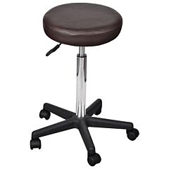 Office Stool Brown Faux Leather - Brown