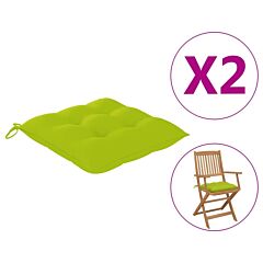 Chair Cushions 2 Pcs Bright Green 15.7"x15.7"x2.8" Fabric - Green