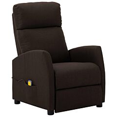 Massage Reclining Chair Dark Brown Fabric - Brown