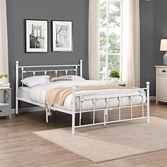 Full Size Metal Bed Frame With Headboard And Footboard (white) - White