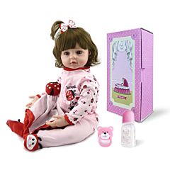 24" Beautiful Simulation Baby Girl Reborn Baby Doll In Beetle Dress - Pink