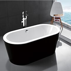 59" 100% Black Acrylic Freestanding Bathtub Contemporary Soaking Tub With Brushed Nickel Overflow And Drain (promotional Period: 12/9-12/25 Pst) - 59" X 29 1/2"