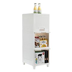 3-tire Storage Cabinet With 2 Drawers Organizer Unit For Bathroom Bedroom Rt - White