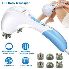 Electric Massager Handheld Full Body Percussion Massager Double Head Vibrating Body Relax - Blue