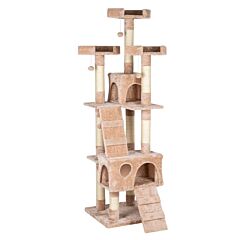 66" Sisal Hemp Cat Tree Tower Condo Furniture Scratch Post Pet House Play Kitten With Cozy Perches Beige - Beige