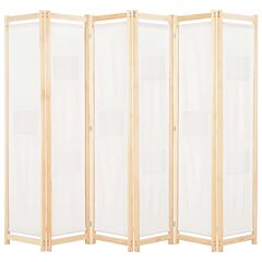 6-panel Room Divider Cream 94.5"x66.9"x1.6" Fabric - Cream