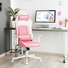 Ergonomic High Back Computer Desk Chair With Headrest And Lumbar Support - Pink