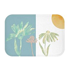 Abstract Floral With Sun Bath Mat - White