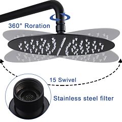 Shower Faucet Combo Set Wall Mounted With 10" Shower Head And Handheld Shower Faucet - Matte Black