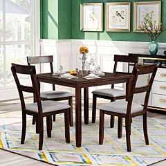 5 Piece Dining Table Set Industrial Wooden Kitchen Table And 4 Chairs For Dining Room (espresso) - Espresso