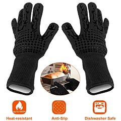 Bbq Gloves 1472°f Heat Resistant Grill Gloves Anti-slip Carbon Fiber Bbq Gloves - Black