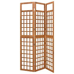 3-panel Room Divider/trellis Solid Fir Wood 47.6"x71.1" - Brown