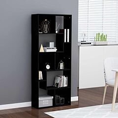 Book Cabinet Black 26.4"x9.4"x63.4" Chipboard - Black