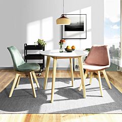 Round Solid Wood Table - White