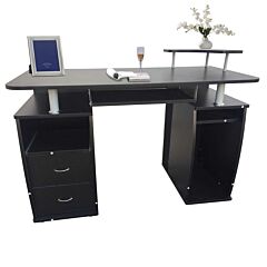 Integrated Melamine Board Computer Desk With Drawers Black Rt - Black