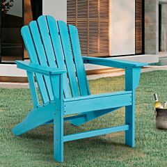 Classic Outdoor Adirondack Chair For Garden Porch Patio Deck Backyard, Weather Resistant Accent Furniture, Blue - Blue