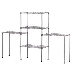 Changeable Assembly Floor Standing Carbon Steel Storage Rack Silver Rt - Silver