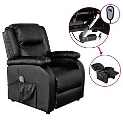Electric Massage Chair Black Faux Leather - Black