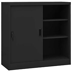 Office Cabinet With Sliding Door Anthracite 35.4"x15.7"x35.4" Steel - Anthracite