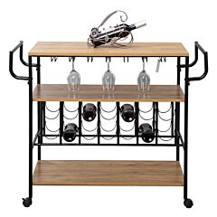 Mobile Wine Carts With Wheels For The Home, Metal Serving Cart And Kitchen Storage Cart 3 Shelves Xh - Picture