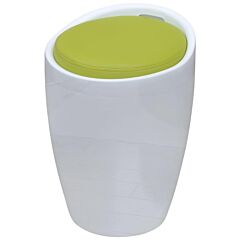 Stool White And Green Faux Leather - White