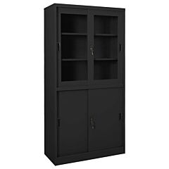 Office Cabinet With Sliding Door Anthracite 35.4"x15.7"x70.9" Steel - Anthracite