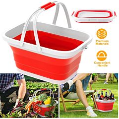 Collapsible Fruit Basket 10l Vegetable Sink Storage Basin Tub Space Saving - Red