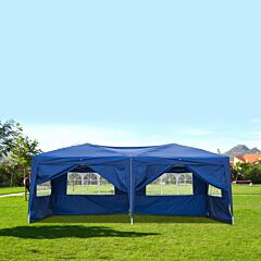 20''x10''(3 X 6m) Four Windows Practical Waterproof Folding Tent Blue Xh - 20''x10''