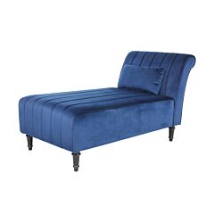 Chaise Lounge Indoor Chair Velvet Fabric, Modern Long Lounger For Office Or Living Room (dark Blue) Rt - Dark Blue