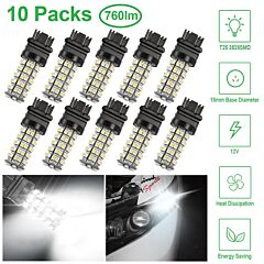 10pcs/kit Led Car Light Bulbs 760lm T25 3528smd 6000k Pure White Auto Lamps Replacement - Black