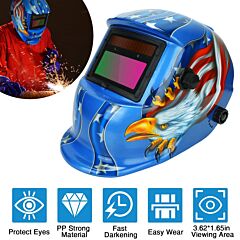 Welding Helmet Solar Powered Auto Darkening Hood With Adjustable Wide Shade Range 9-13 - Blue