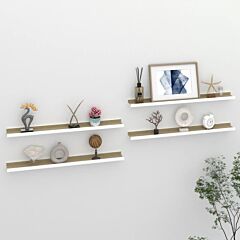 Wall Shelves 4 Pcs White And Sonoma Oak 31.5"x3.5"x1.2" - White