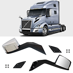 Leavan Chrome Hood Mirror Assembly For Volvo Vnl Driver & Passenger Side W/mounting Kit - Black