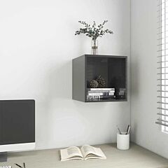Wall Cabinet High Gloss Gray 14.6"x14.6"x14.6" Chipboard - Grey