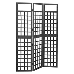 3-panel Room Divider/trellis Solid Fir Wood Black 47.6"x70.9" - Black