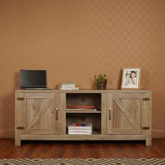 Barn Door Tv Stand/bench Tv Cabinet For Living Room Grey Color - Grey