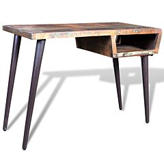 Reclaimed Wood Desk With Iron Legs - Multicolour