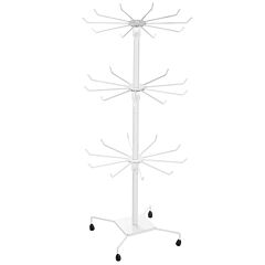 3-tier Metal Jewelry Rack 30-hook Necklaces Bracelets Display Stand Organizer Spinning Tower Holder - White