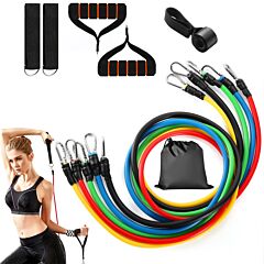11pcs Resistance Bands Set Fitness Workout Tubes Exercise Tube Bands Up To 100lbs - Multi-color