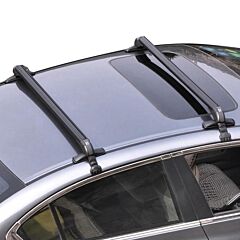 2pcs Universal 110cm/43-inch Car Roof Rack Cross Bar W/ Anti-theft Lock Adjustable Window Frame - Black