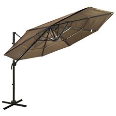 4-tier Parasol With Aluminum Pole Taupe 118.1"x118.1" - Taupe